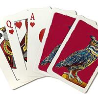 Lantern Press Horned Owl, Vivid Style (Playing Cards, Poker Size)