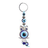 FastUU Sturdy Beautiful Blessing Gift Evil Eye Owl Key Ring, Exquisite Craftsmanship Blue Evil Eye K