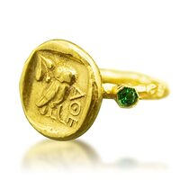 Athena Owl Coin Signet Ring | 24K Gold Plated 925 Sterling Silver | Greek Owl Coin Ring | Roman Art 