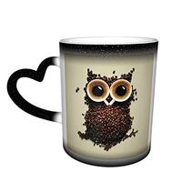 OVPSZFYO Funny Owl Color Changing Coffee Mug for Men Women Magic Heat Sensitive Ceramic Milk Tea Cup