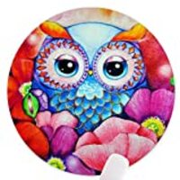 Round Mouse Pad,Anti Slip Rubber Round Watercolor Owl Mousepads Desktops Gaming Mouse Mat Customized