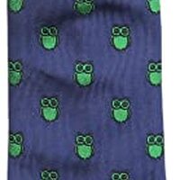 Altea Milano Men's Navy/Green Owl Pattern Silk Neck Tie Necktie - One Size