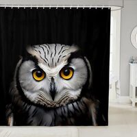 Feelyou Owl Bath Curtain 3D Animal Printed Bathroom Shower Curtain Set Bird Decor Shower Curtain for