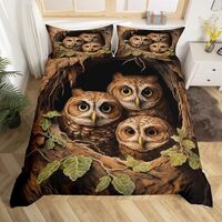 Owl Bedding Set 3D Animal Printed Comforter Cover for Kids Boys Girls Cute Little Owls Duvet Cover W