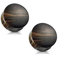 Pierced Owl Striped Ebony Wood Convex Saddle Plug Gauges, Sold as a Pair (8mm (0GA))
