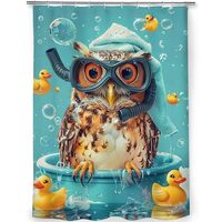 RMSGOZO Bathing Owl Shower Curtain 36X72 Inches, Waterproof 3D Shower Curtain for Adults & Child