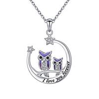 Owl Necklace Inspirational Jewelry Sterling Silver I Love You Forever Owl Gifts Moon Star Necklace f