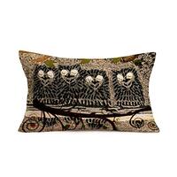 Doitely Cotton Linen Decorative Throw Pillow Case Owl Pattern Rural Wildlife Cushion Cover Abstract 