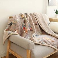 UKELER Flannel Sherpa Throw 80'' x 60''- Cute Colorful Owl Design Soft Plush Fla