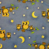 Fat Quarter (18 x 22) Owls Tree Moon Stars Blue Yellow Flannel Fabric FQ