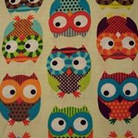 Sizes: Half Yard (18 x 44) Owls Hoot Multi Colored OWL Cotton Flannel Fabric BTHY