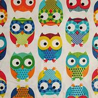 Fat Quarter (18 x 22) Owls Hoot Multi Colored OWL White Cotton Flannel Fabric FQ