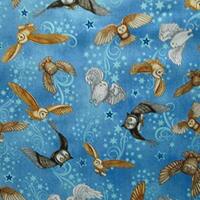 Sizes: Half Yard (18 x 44) Owls OWL Stars Blue Spellbound Cotton Fabric BTHY