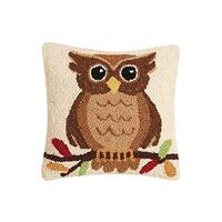 Peking Handicraft 31TG875C10SQ Fall Owl Hook Pillow, 10-inch Length