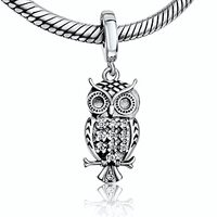 BOLENVI Sitting Night Owl 925 Sterling Silver Pendant Charm Bead For Pandora & Similar Charm Bra