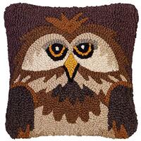 Chandler 4 Corners Artist-Designed Wise Owl Hand-Hooked Wool Decorative Throw Pillow (14 in x 14 in)