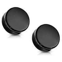 Pierced Owl Natural Black Obsidian Stone Double Flared Plug Gauges, Sold as a Pair (6mm (2GA))