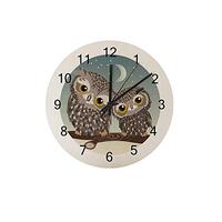 Rashu Wall Clock Non Ticking Wood Clock Cute Cartoon Owl Large Easy to Read Frameless 12 Inch Round 