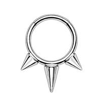 Pierced Owl 16GA G23 Implant Grade Titanium Spiked Cartilage Helix Daith Septum Hinged Segment Ring 