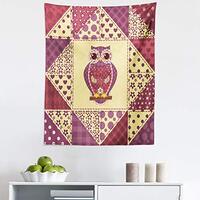 Ambesonne Owl Tapestry, Vintage Inspired Owl Pattern Invisible to Prey Nocturnal Mimicking Predator,