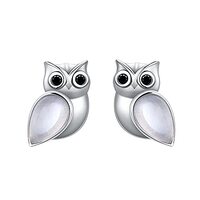 POTOPYY Owl Earrings S925 Sterling Silver Owl Moonstone Stud Earrings Cute Animal Owl Jewelry Gifts 