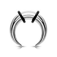 8-14GA Stainless Steel Basic Septum Pincher Nose Ring with 2 Black O-Rings (Silver Tone, 10GA (2.4mm