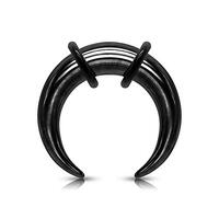 8-14GA Stainless Steel Basic Septum Pincher Nose Ring with 2 Black O-Rings (Black, 12GA (2mm))