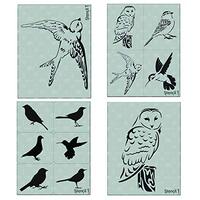 Birds Favorite 4 Pack Stencil Set, Bird Motifs, Bird Craft Designs - Includes Birds Silhouettes, Det