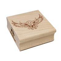 Majestic Barn Owl Flying Square Rubber Stamp for Stamping Crafting - 1.25in Small