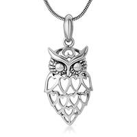 COMET CRAFT Lovely Heart Owl Wisdom Bird Pendant Necklace for Women 18" Chain Silver Plated Ani
