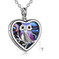 YFN Urn Necklace for Ashes Sterling Silver Owl Heart Necklaces Women's Cremation Memorial Urns 