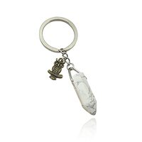 ZUOPIPI Owl Crystal Stone Keychain Natural Rose Stone/Red Agate/Aventurine Healing Crystal Keychain 