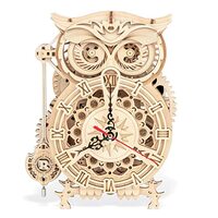 Hands Craft DIY 3D Wooden Puzzle – Owl Clock Laser Cut Assembly Model Building Kit Brain Tease