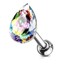 Pierced Owl 16GA Stainless Steel Tear Drop Shaped Crystal Cartilage Helix Tragus Conch Ear Lobe Barb