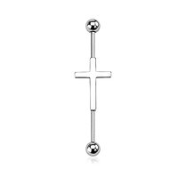 Pierced Owl 14GA Centered Cross 316L Surgical Stainless Steel Industrial Barbell (Steel)