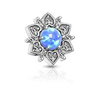 Pierced Owl 14GA Stainless Steel CZ Crystal Flower with Synthetic Opal Center Internally Threaded De