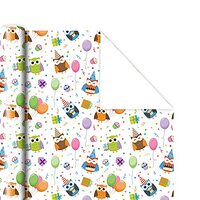 Owl Bird Pattern Wrapping Paper Holidays Giving Goodie Packing Paper for Birthday, Xmas, Parties, We