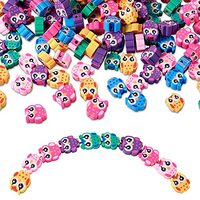 Beadthoven 50pcs Colorful Owl Handmade Polymer Clay Beads Spacers Loose Slime Charms for DIY Bracele