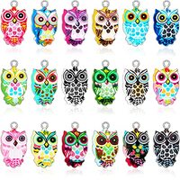 WILLBOND Colorful Owl Enamel Charms Pendant Mixed Owl DIY Charm Jewelry Making Crafting Accessories 
