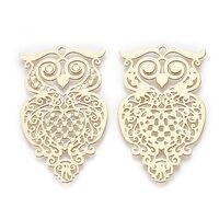 Beadthoven 10pcs Light Gold Brass Filigree Owl Charm Pendants Etched Metal Embellishments Bird Hollo