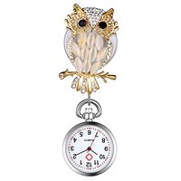 Retractable Nurse Watch with Secondhand Clip On Stethoscope Lapel Fob Pocket Watches Owl Pattern Wat