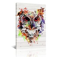 MISOLAXI Owl Wall Art Decorations For Home Canvas Print Picture Paintings Framed Artwork Rustic Wood