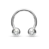 Pierced Owl 16GA Front Facing Accented Jewel Set Balls 316L Surgical Stainless Steel Septum Cartilag