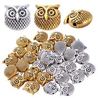 30pcs Owl Spacer Beads Alloy Animal Bead Spacers Owl Head Beads Loose Spacer Beads for DIY Bracelet 