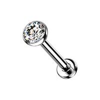 Pierced Owl 18G Petite 8mm Barbell Implant Grade Titanium Threadless Push-in 2.5mm Crystal Flat Back