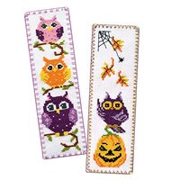 Set of Two Counted Cross Stitch Kits 'Owls' - Embroidery DIY Bookmark Set for Women with P