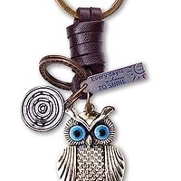 AuPra Owl Keychain Gift for Women & Men | Handmade Leather Bird Key Chain | Vintage Charm for Ho