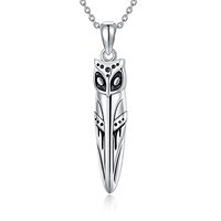 ONEFINITY Owl Necklace Sterling Silver Owl Pendant Oxidized Vintage Viking Owl Wiccan Jewelry Gift f