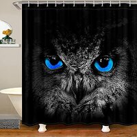 Black Owl Printed Waterproof Shower Curtains Luxury Heavy Fabric Bathroom Shower Curtain Blue Eyes H