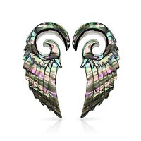 Pierced Owl Abalone Angel Wing Hanging Spiral Taper Plugs, Sold as a Pair (8mm (0GA))